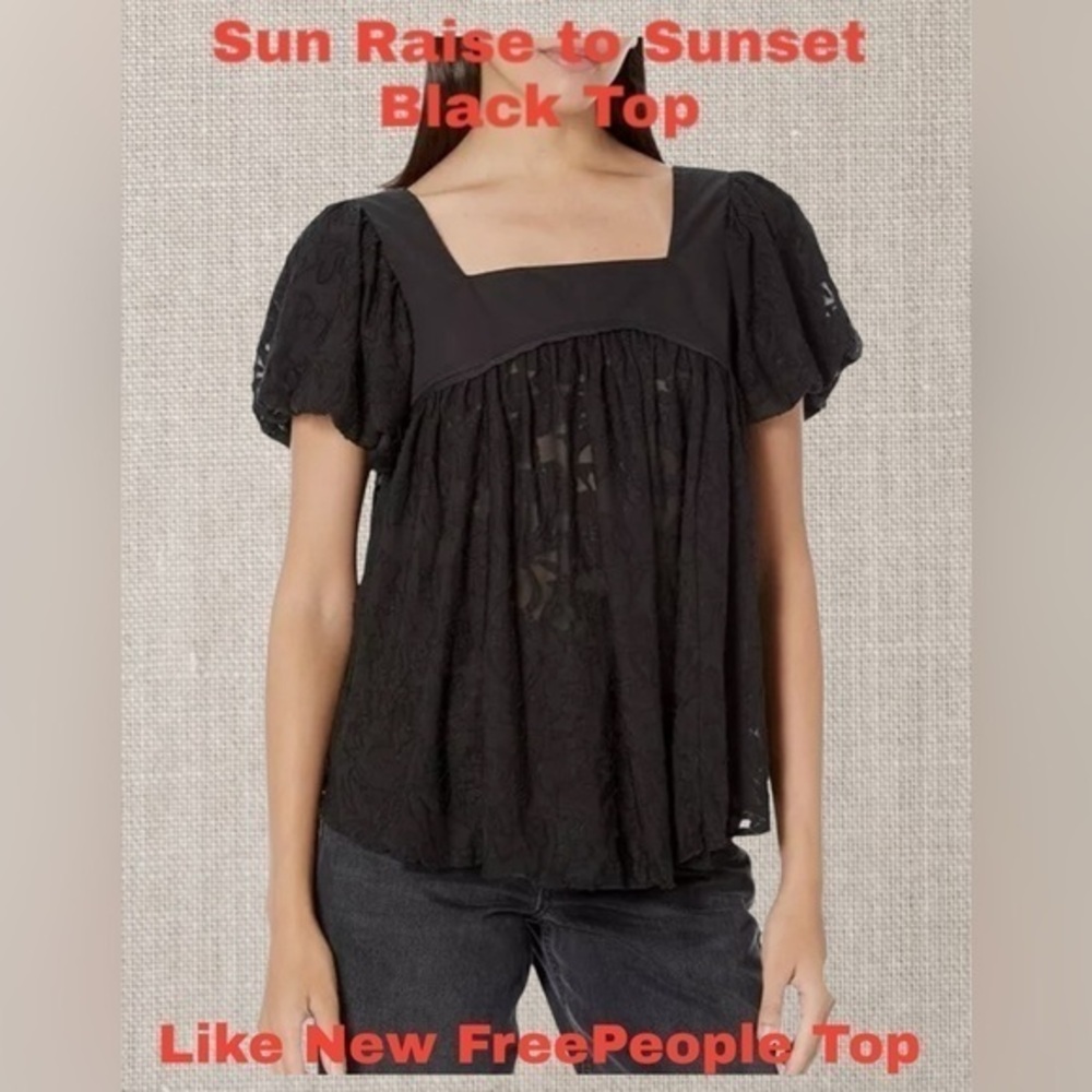 Black Lace Sunraise to SunSet Free People Top sz Meduim